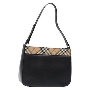 Authentic BURBERRY Shoulder Bag Leather Black Silver